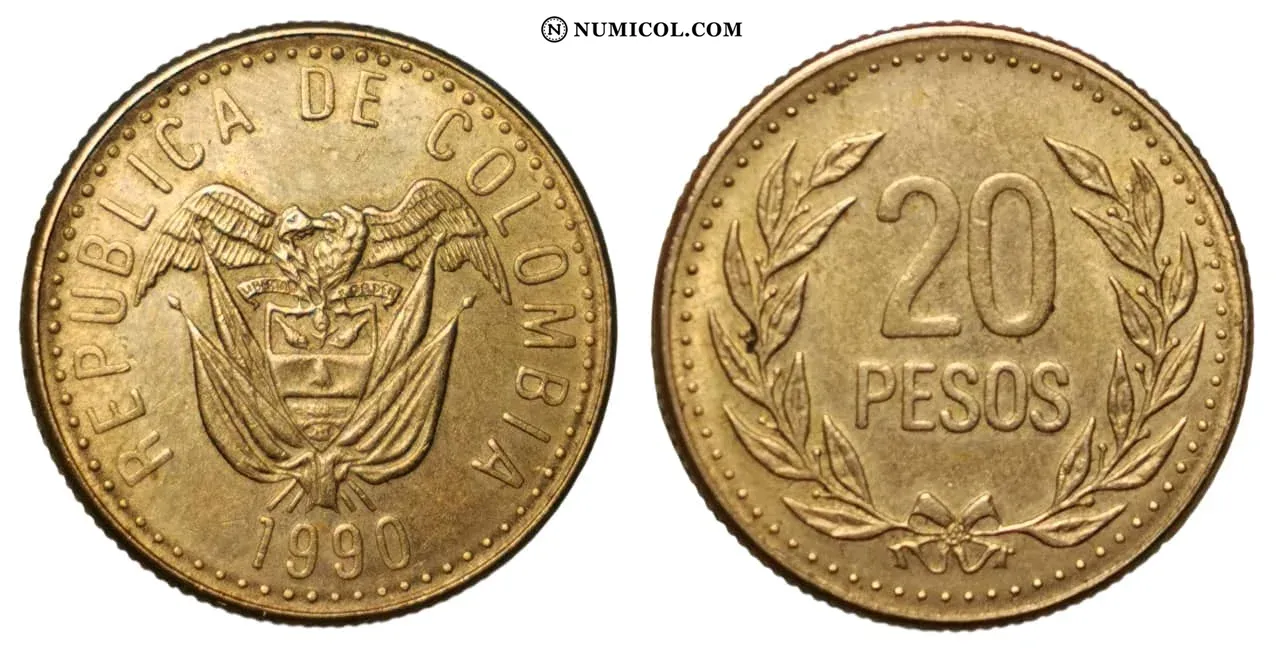 Moneda 20 Pesos año 1990