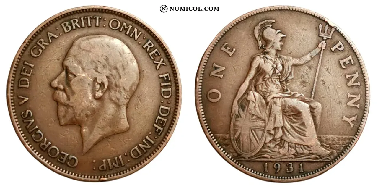 Moneda 1 Penique - Jorge V (smaller portrait)