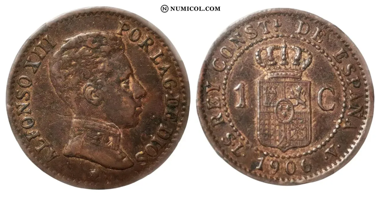 1 Centimo - Alfonso XIII 4th portrait