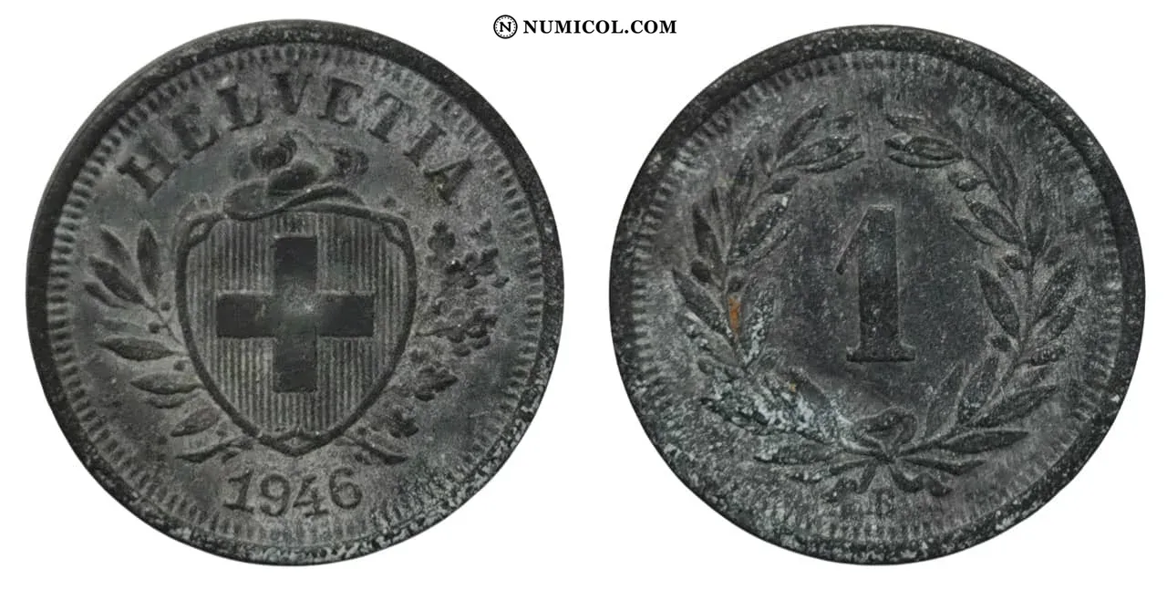 1 Rappen (Wreath; zinc)