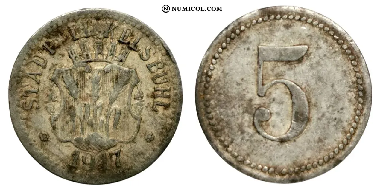 Moneda 5 Pfennigs - Dinkelsbühl año 1917