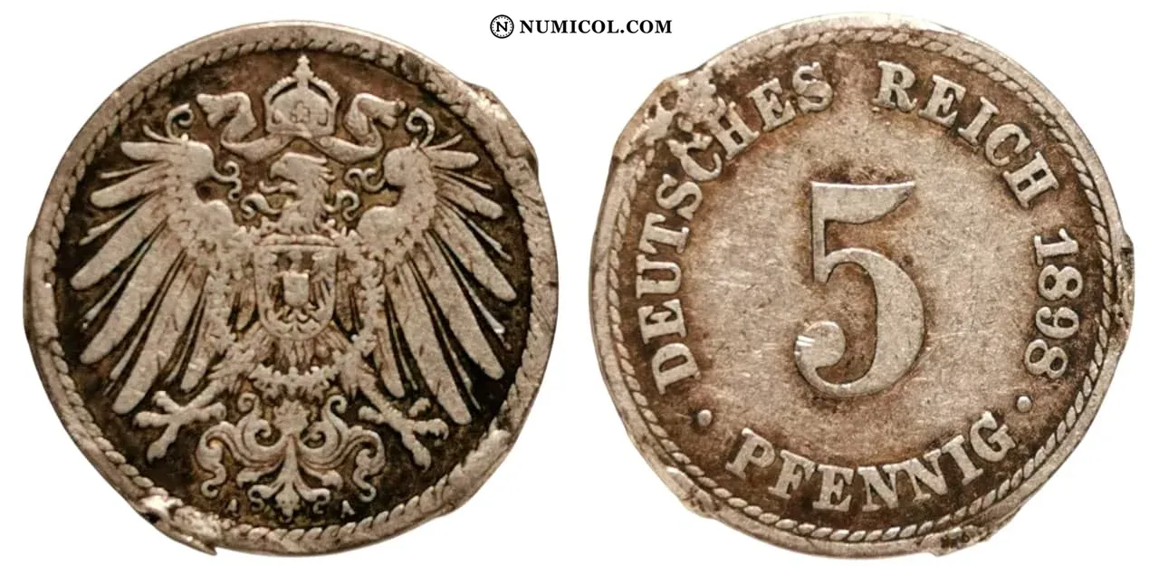 5 Pfennigs - Wilhelm II (type 2 - small shield)