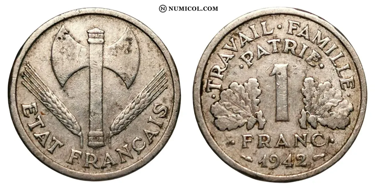1 Franc (Vichy French State - heavy type)