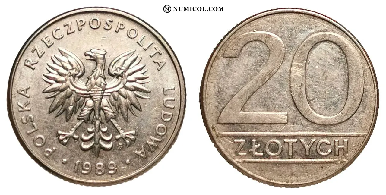 20 Zlotys (small type)