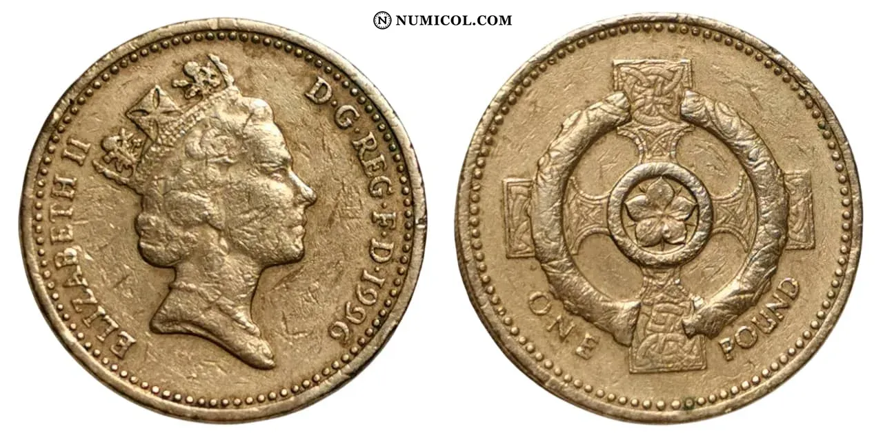 1 Libra - Isabel II (3.er retrato; Celtic Cross)