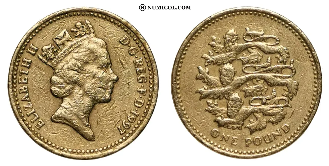1 Libra - Isabel II (3.er retrato; English Lions)