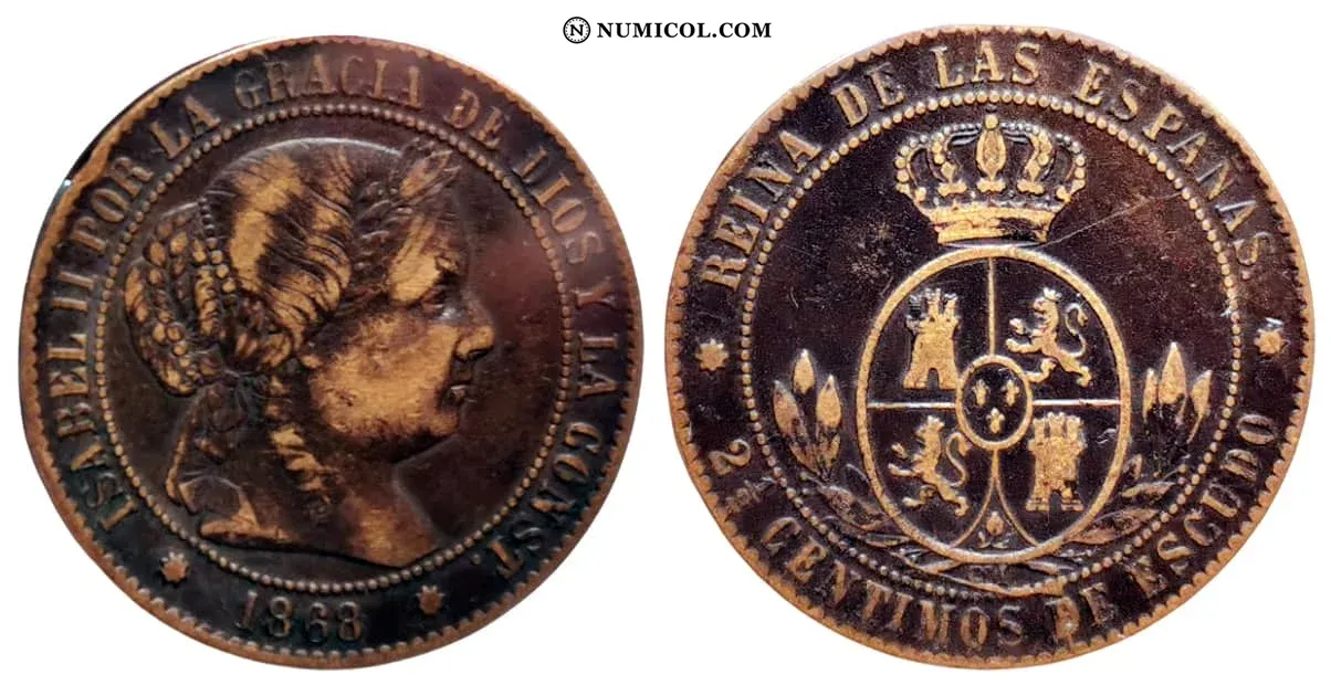 2½ Centimos de Escudo - Isabel II