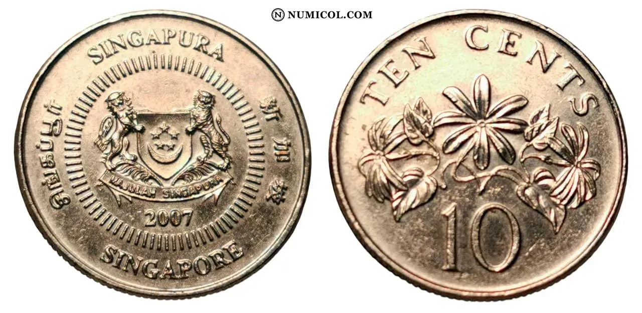 Moneda 10 Cents (ribbon downwards)