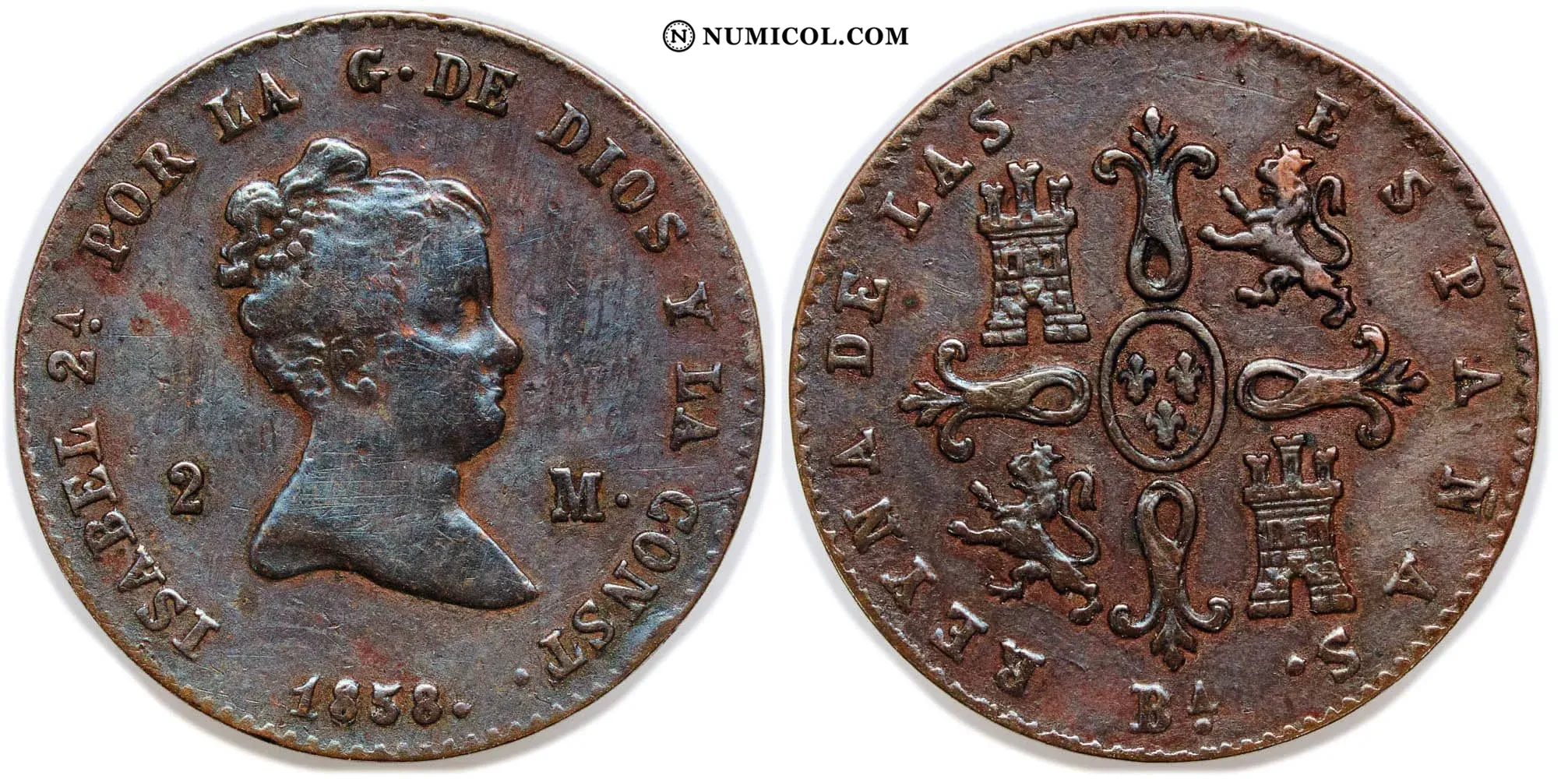 2 Maravedis - Isabel II