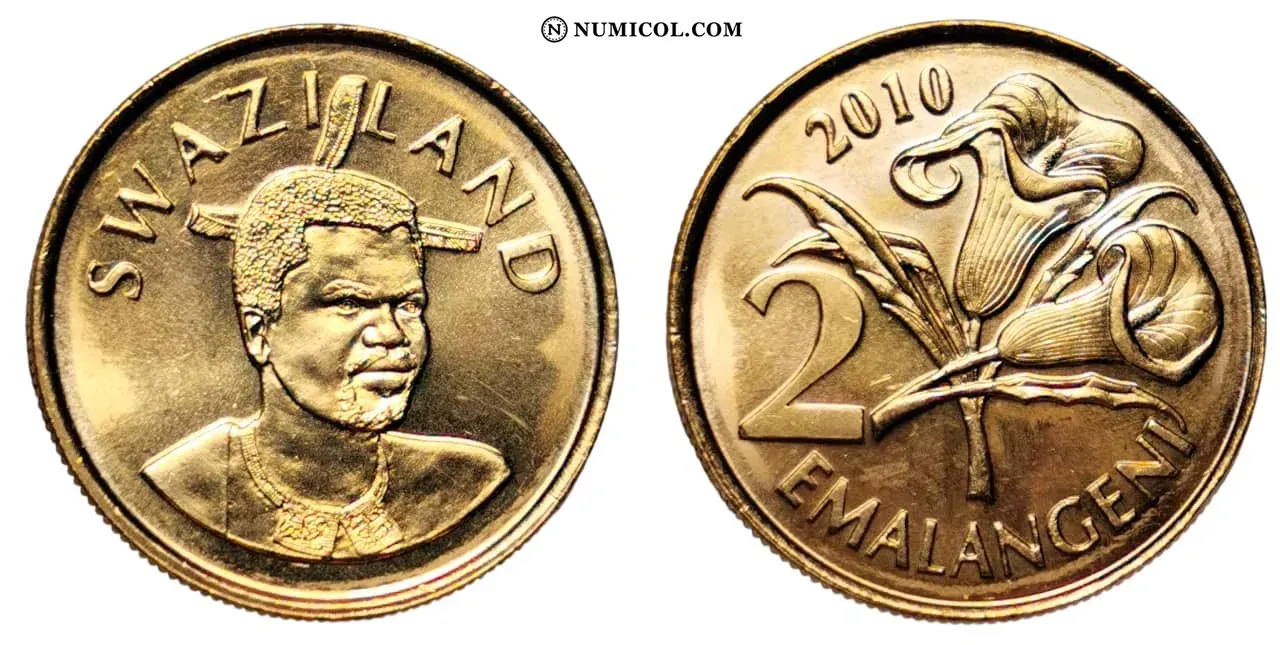 Moneda 2 Emalangeni - Mswati III año 2010