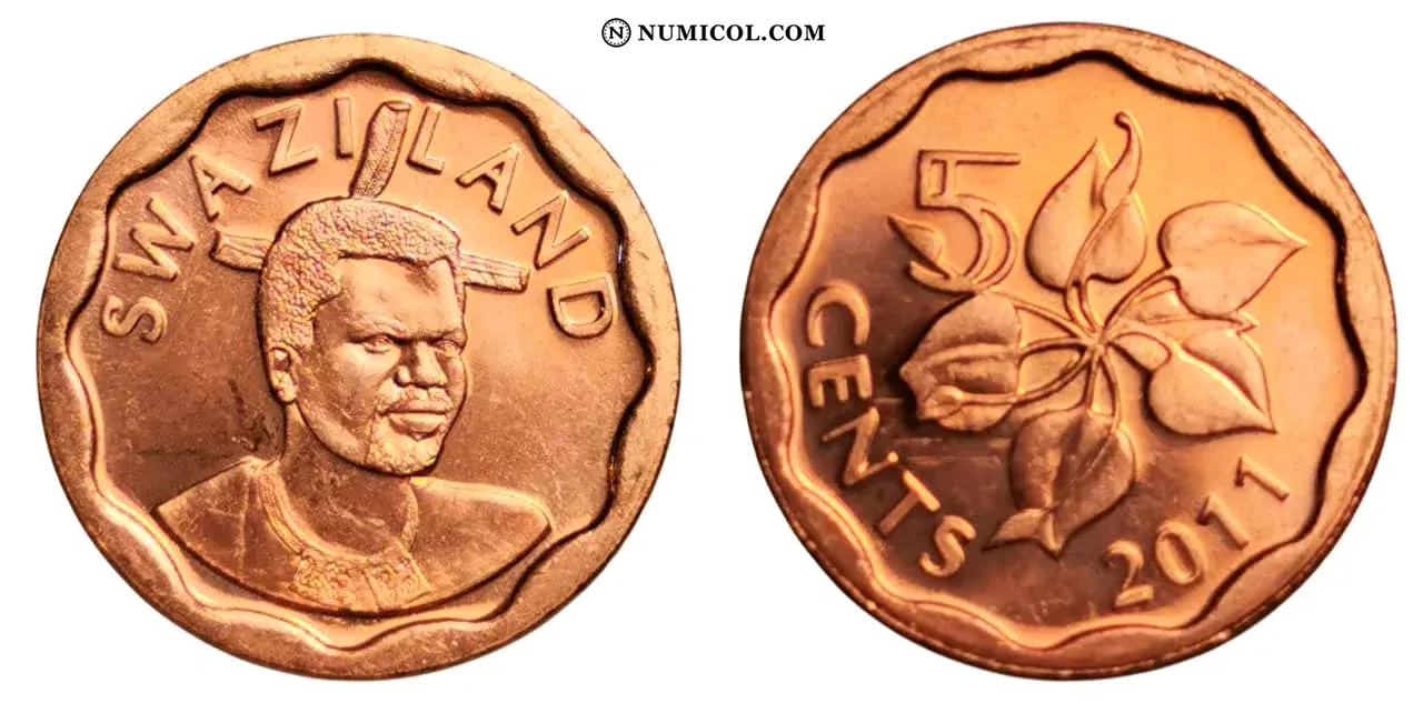 Moneda 5 Cents - Mswati III (2.º retrato) año 2011