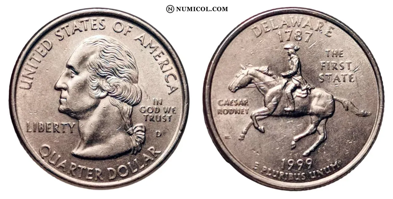 ¼ Dollar "Washington Quarter" (Delaware)