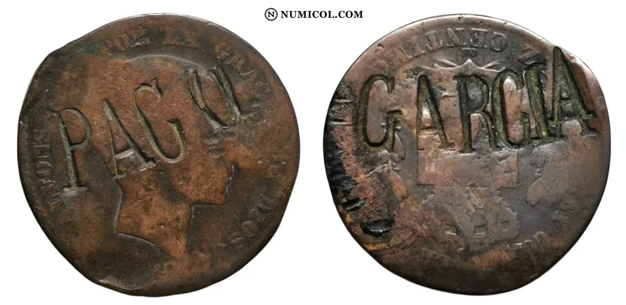 Moneda 10 Centimos - Alfonso XII Contramarca: PACO GARCIA año 1878