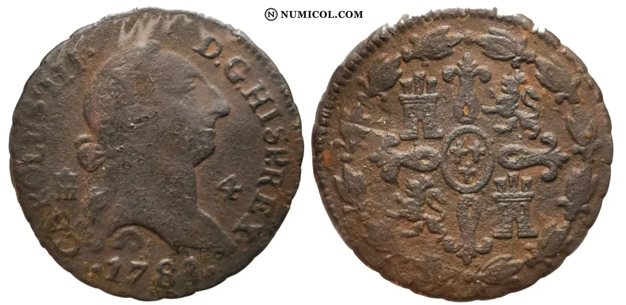 Moneda 4 Maravedis - Carlos III año 1781