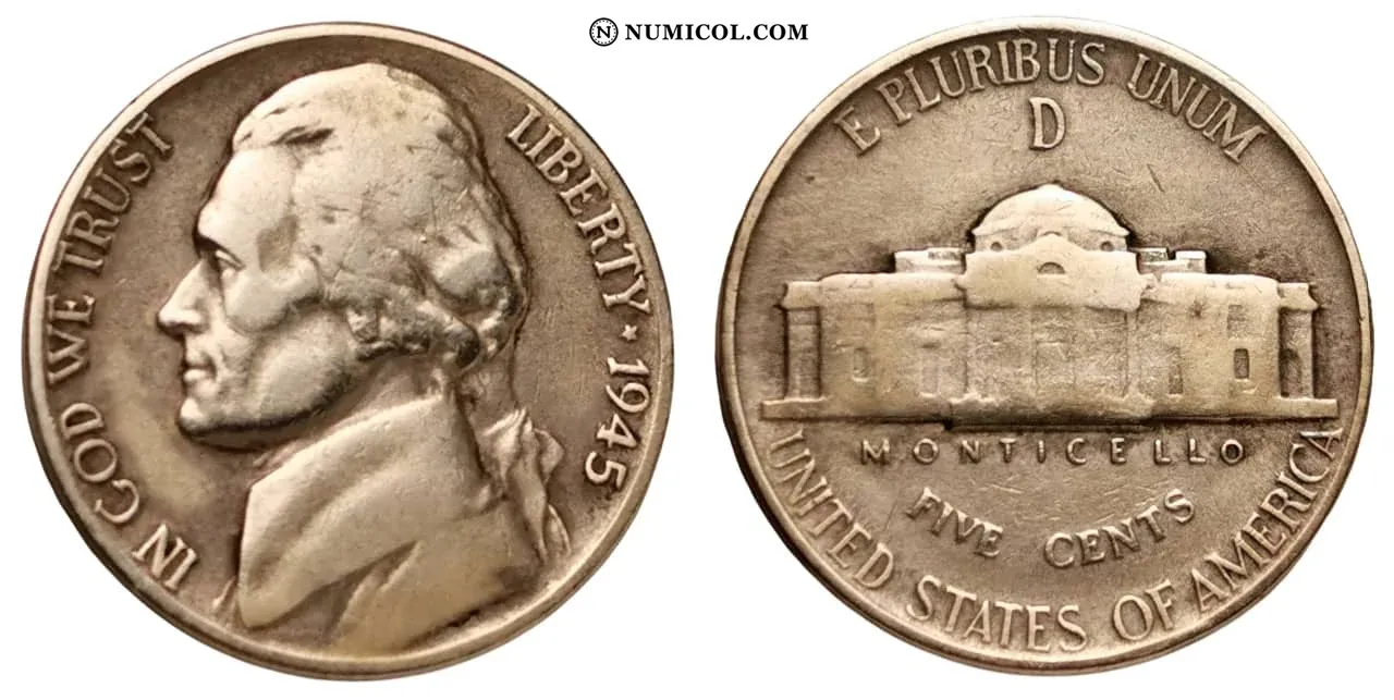 5 Cents "Jefferson Wartime Nickel" (1st portrait)