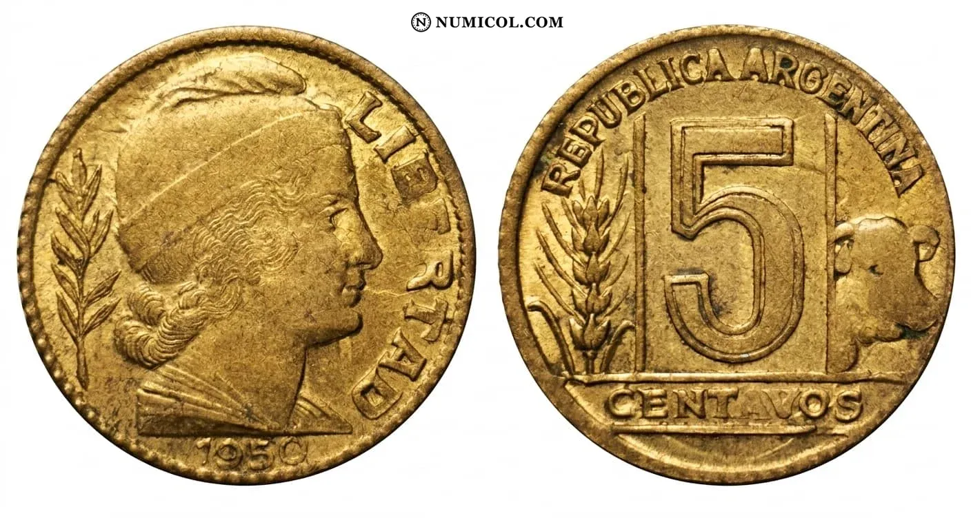 Moneda 5 Centavos año 1950