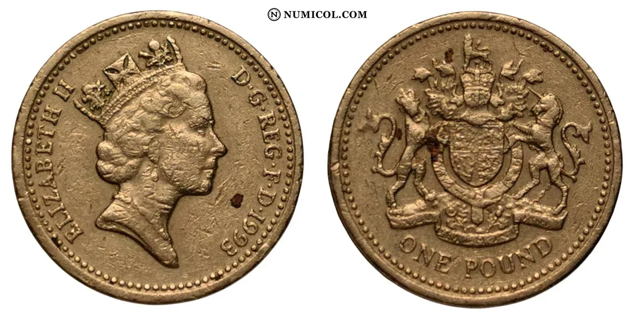 1 Pound - Elizabeth II (3rd portrait; Royal Arms)