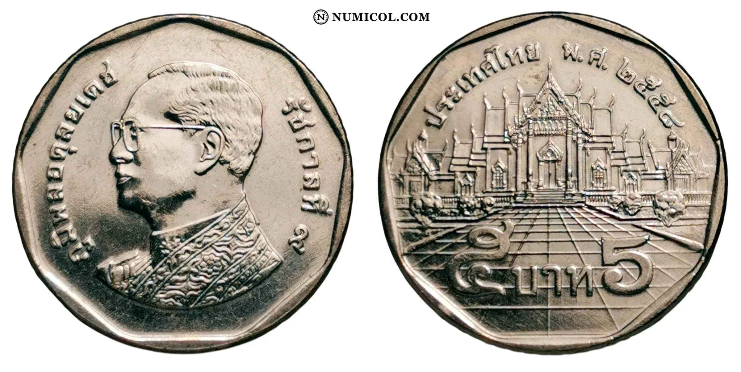 Moneda 5 Baht - Rama IX (light type) año 2016