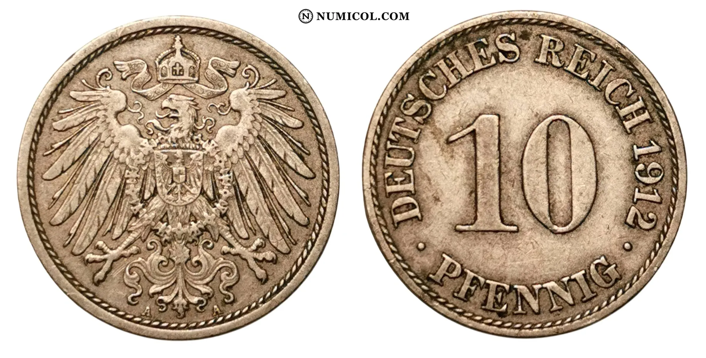 10 Pfennigs (type 2 - small shield)