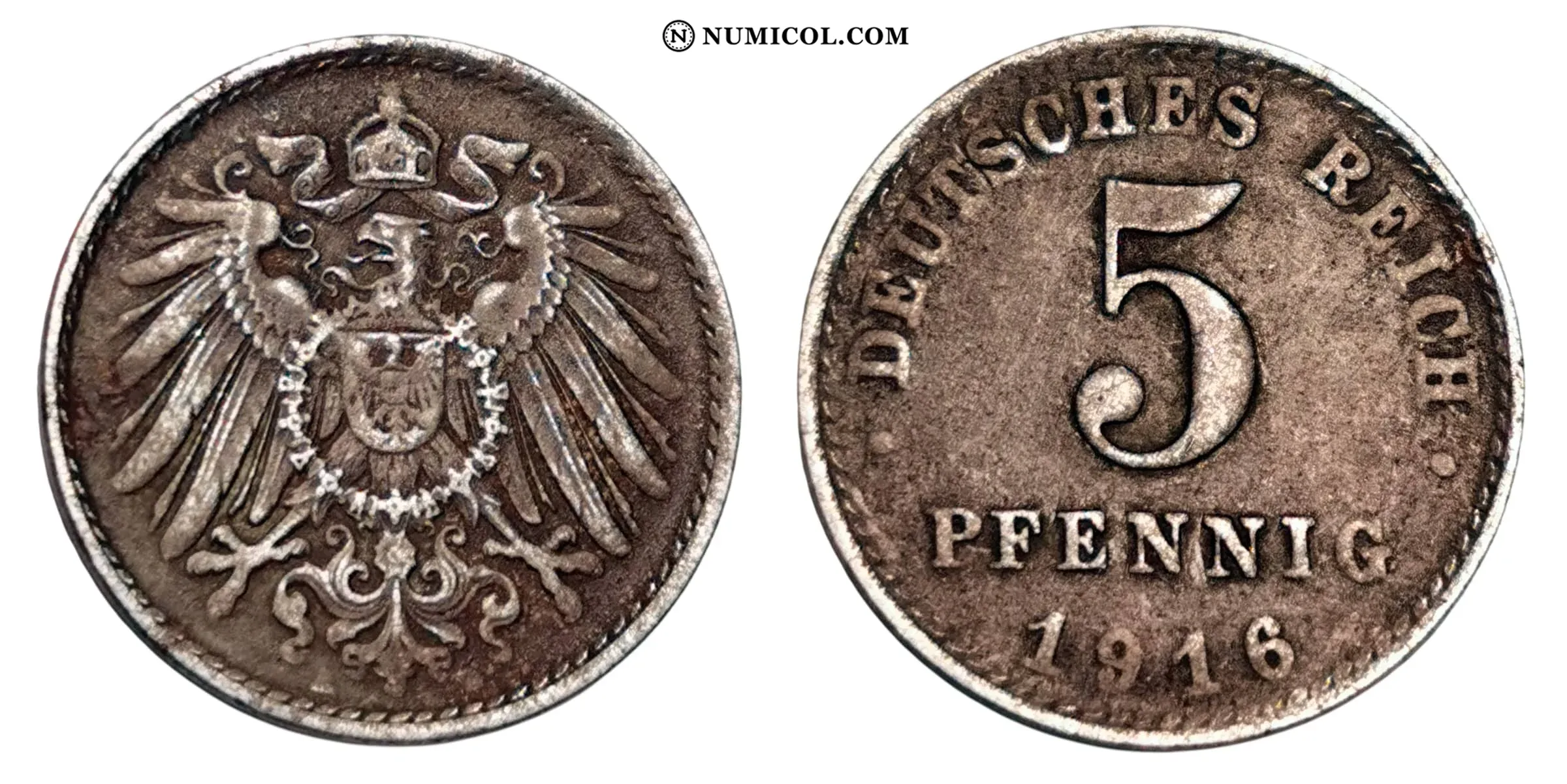 Moneda 5 Pfennigs (type 2 - small shield) año 1916