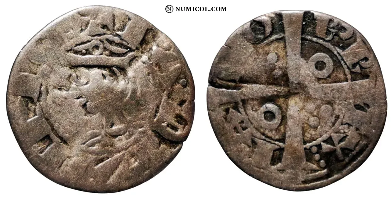 Moneda Denier - Jacobo I Barcelona, short neck año 