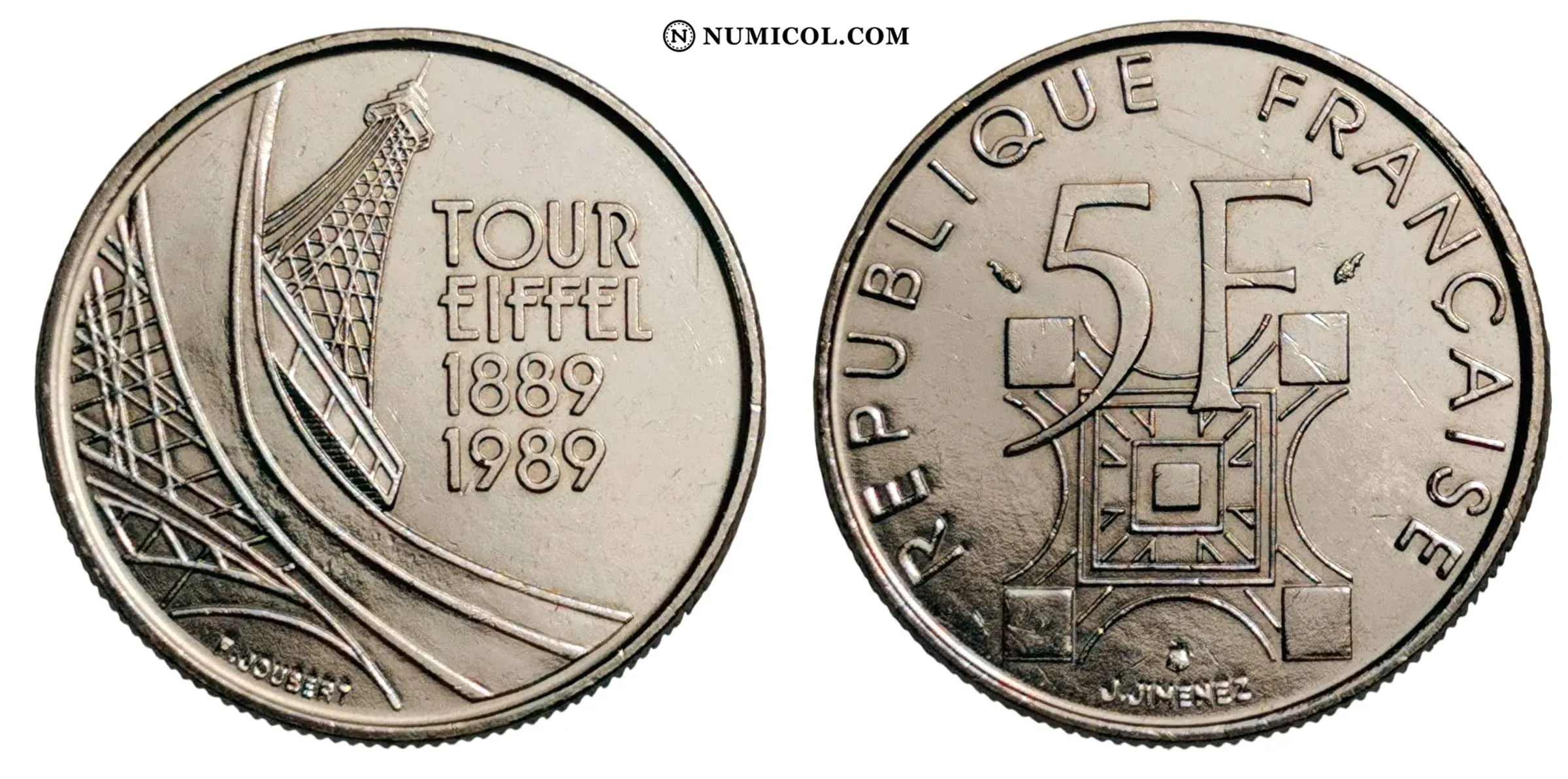 Moneda 5 Francos (Eiffel Tower) año 1989