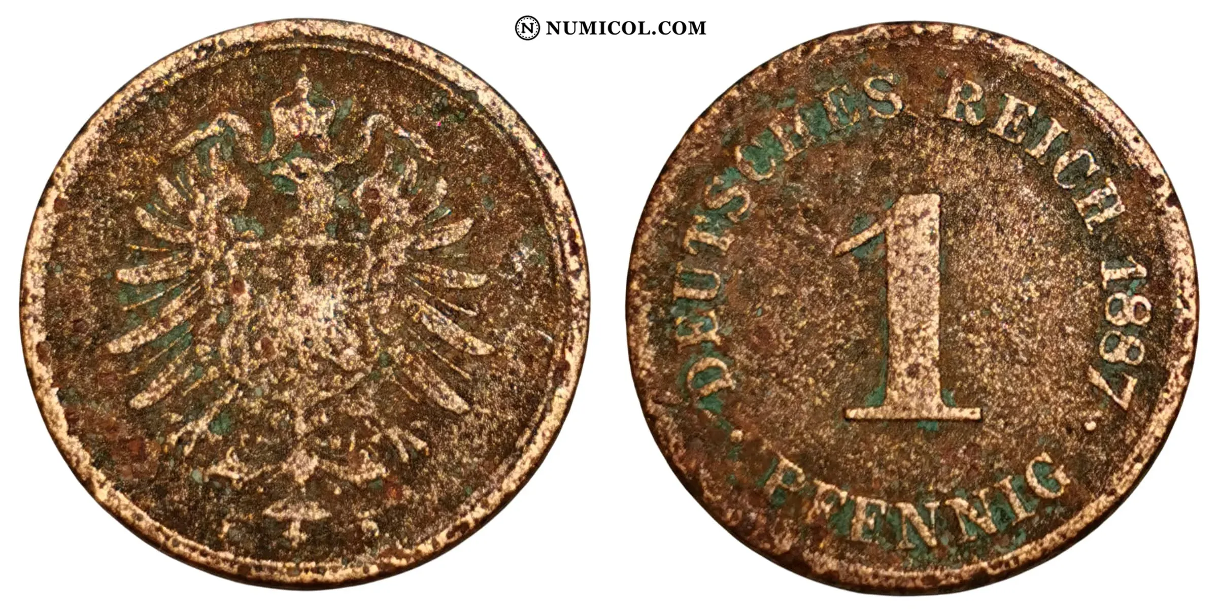 Moneda 1 Pfennig (type 1 - large shield)
