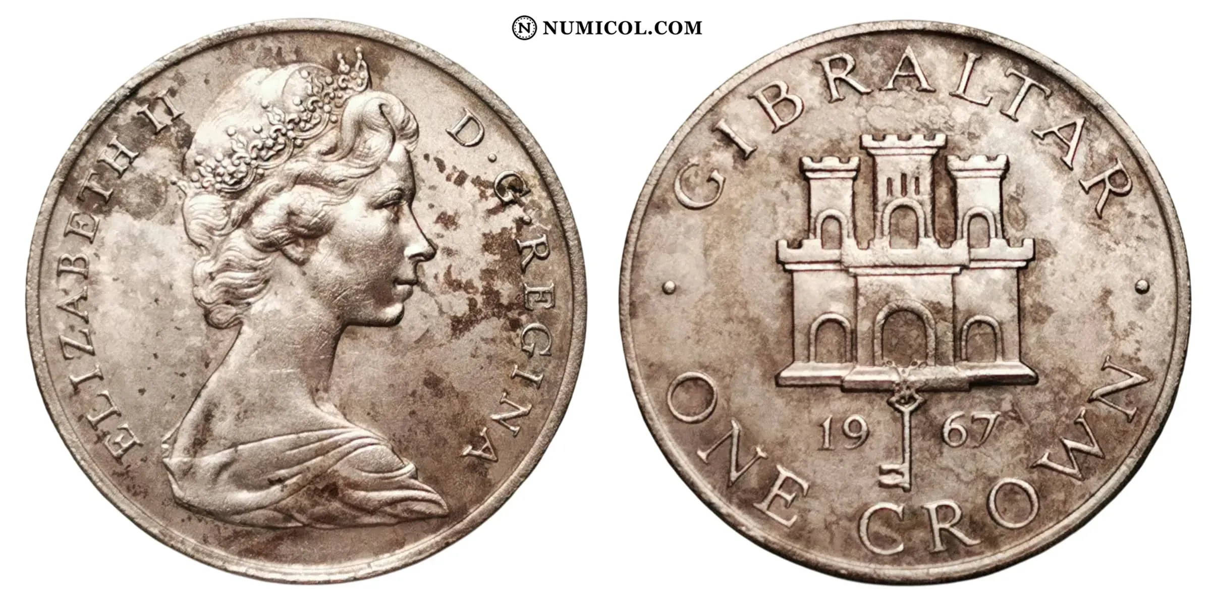 1 Crown - Elizabeth II (Gibraltar Castle and Key)