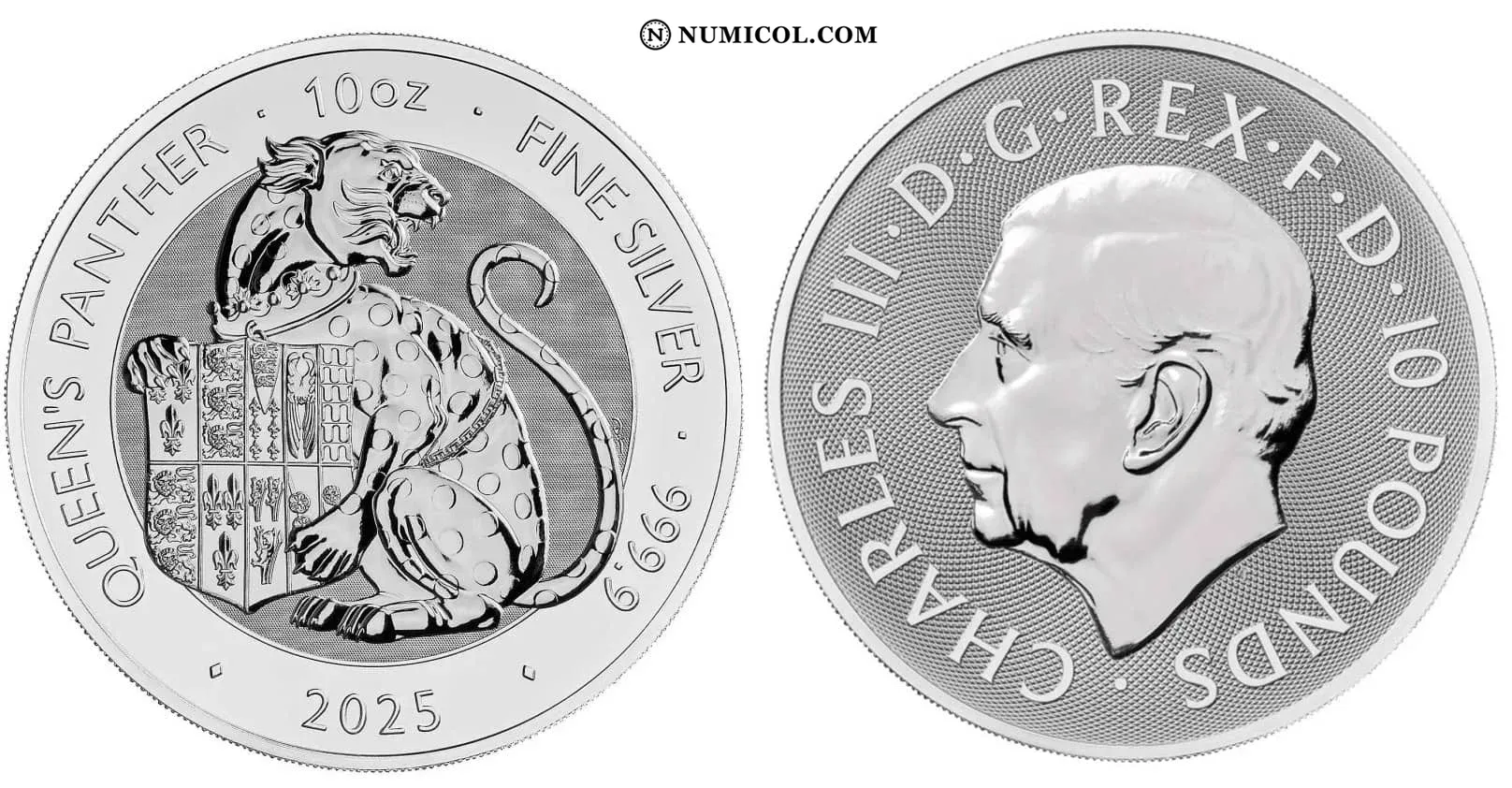 5 Libras - Carlos III Queen's Panther; 2 oz plata fina