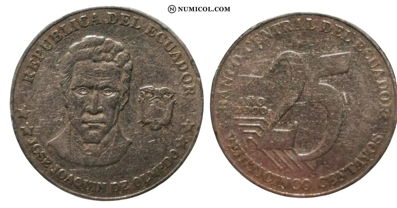 Moneda 25 Centavos año 2000
