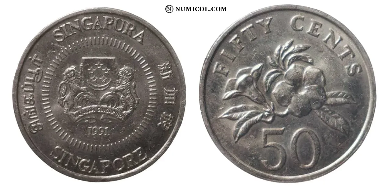 Moneda 50 Cents (ribbon upwards)