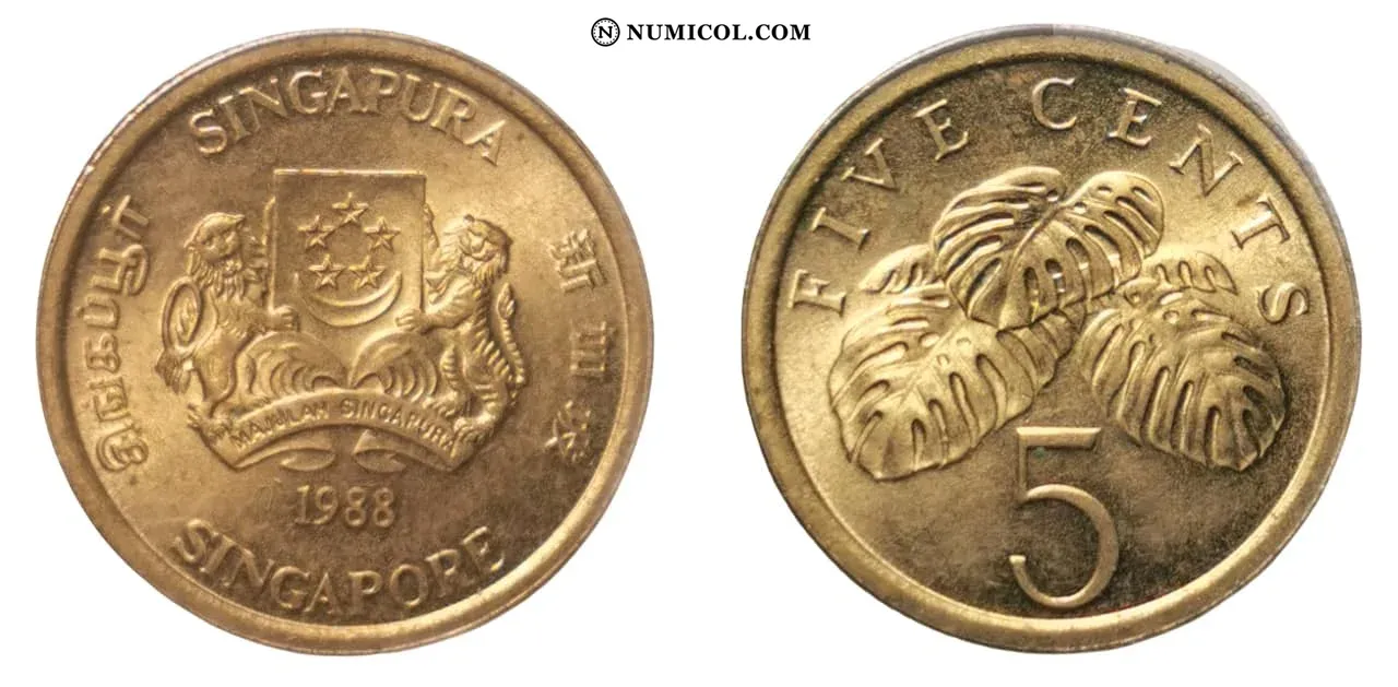 Moneda 5 Cents (ribbon upwards)