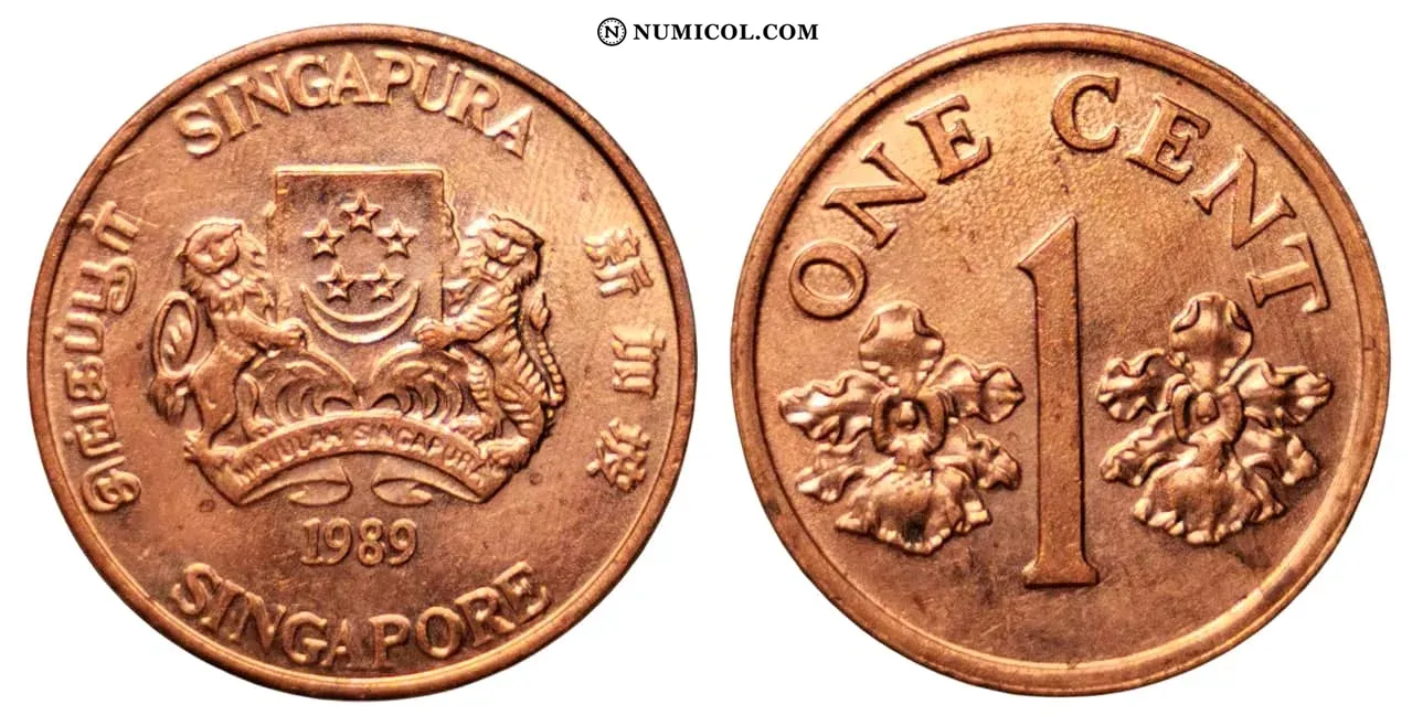 Moneda 1 Cent (ribbon upwards)