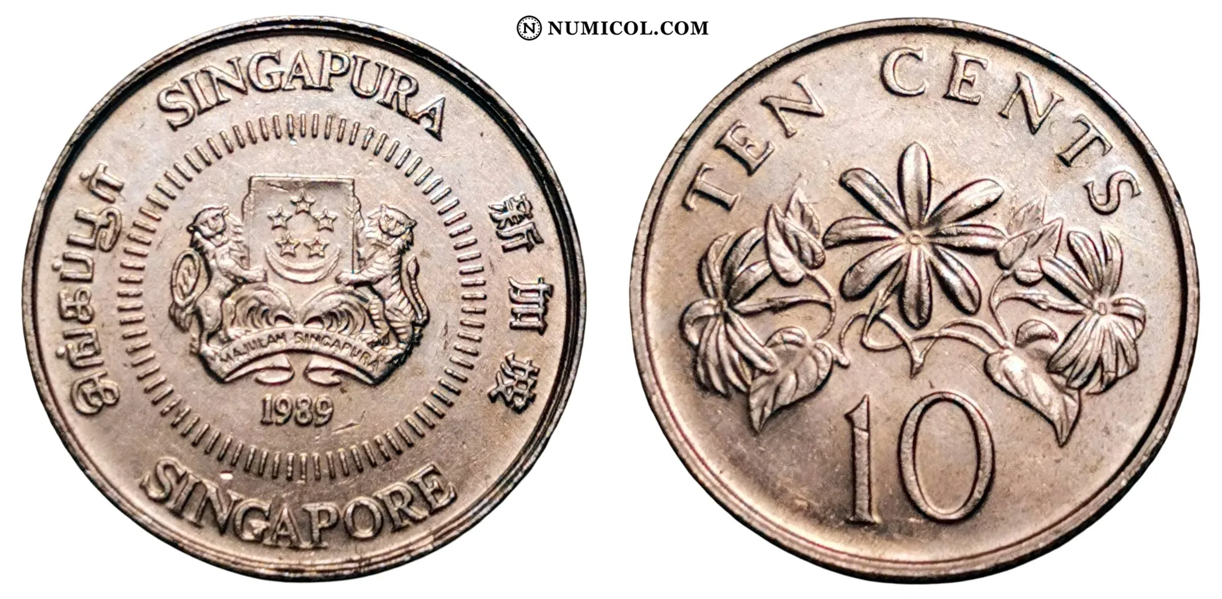 Moneda 10 Cents ribbon upwards