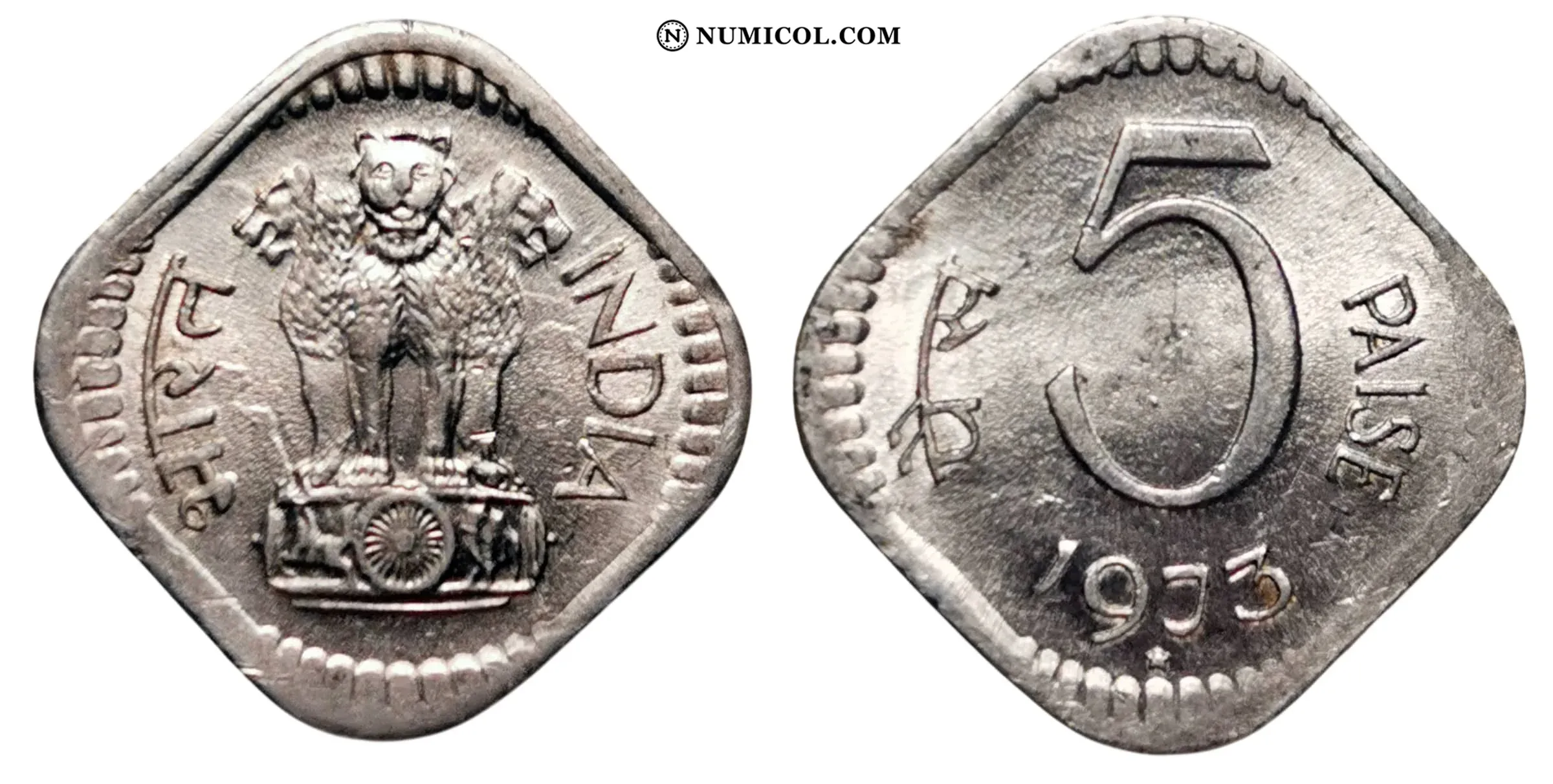 Moneda 5 Paise (without Devanagari legend) año 1973