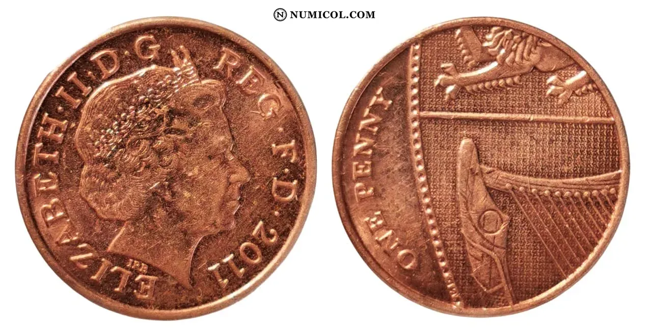 1 Penique - Isabel II (4.º retrato; Royal Shield)
