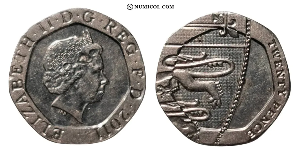 20 Peniques - Isabel II (4.º retrato; Royal Shield)
