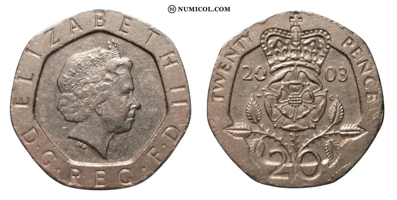 20 Pence - Elizabeth II (4th portrait; Tudor Rose)