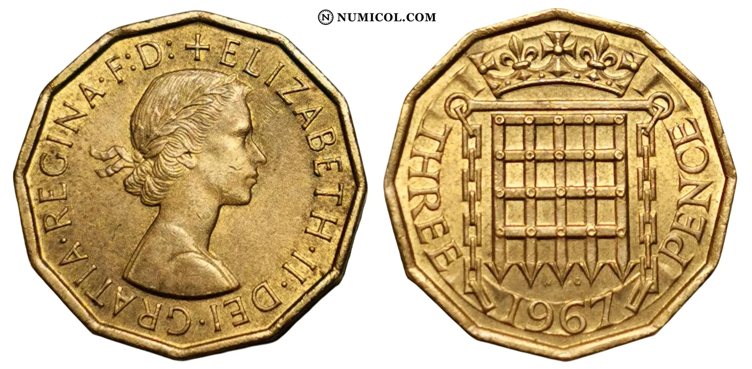 Moneda 3 Peniques - Isabel II (1.er retrato; without 'BRITT:OMN') año 1967