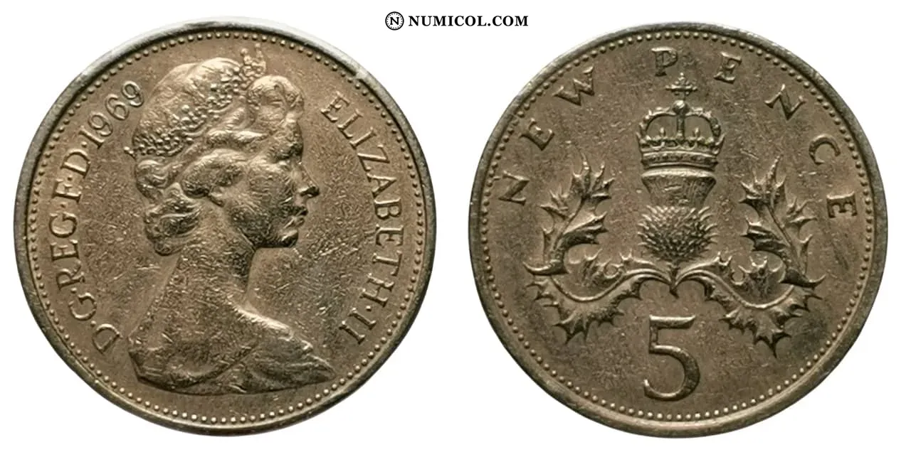 5 New Pence - Elizabeth II (2nd portrait)