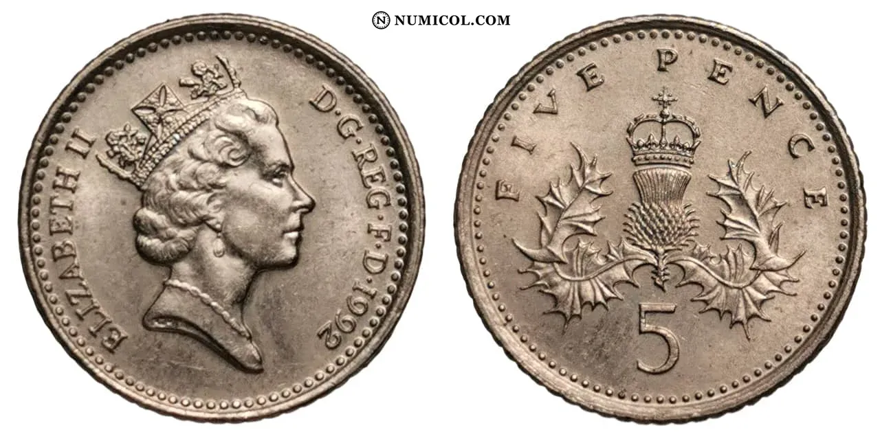 5 Peniques - Isabel II (3.er retrato; tipo pequeño)