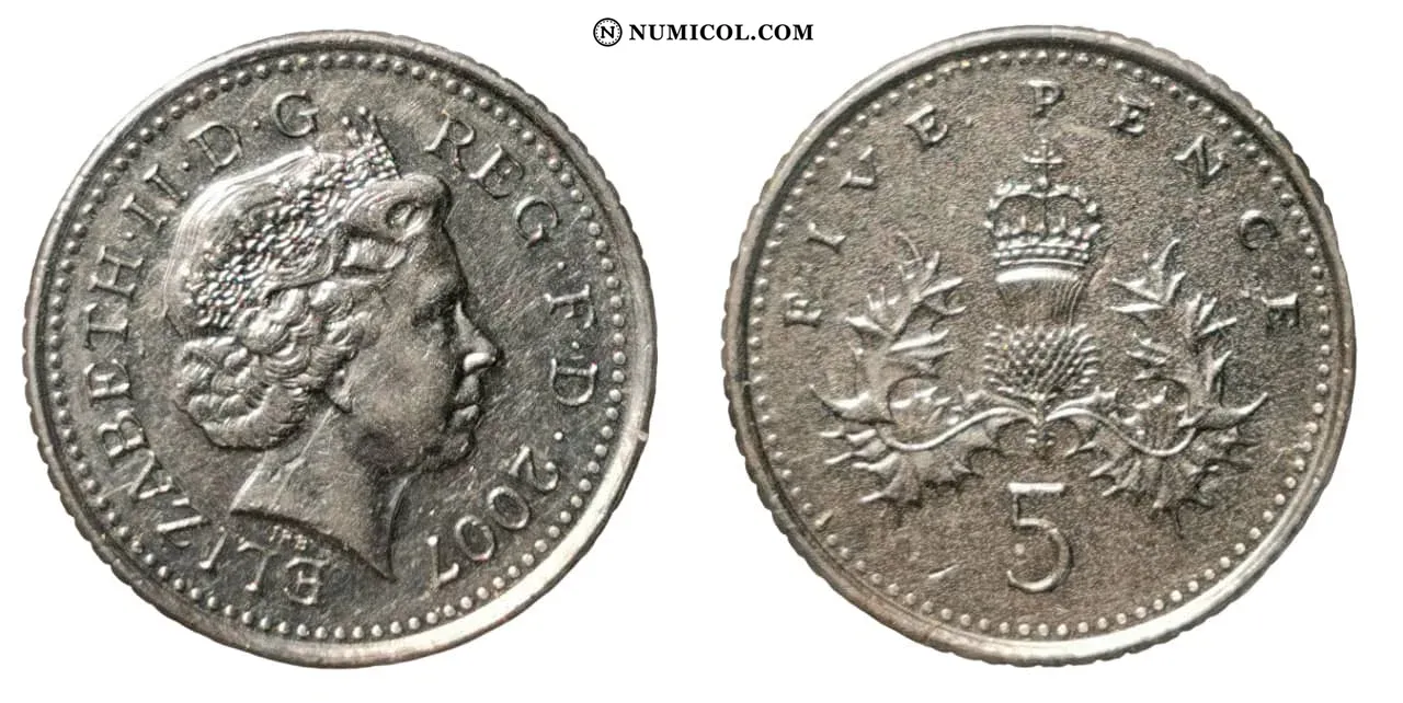 5 Pence - Elizabeth II (4th portrait; Crowned Thistle)