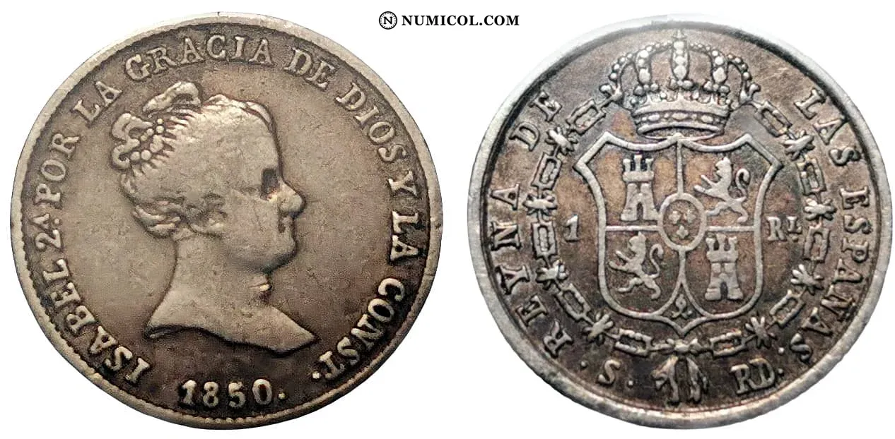 1 Real - Isabel II (1st portrait)